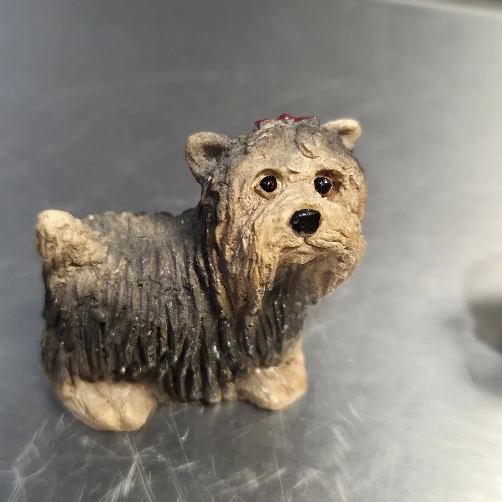 Vintage Hand‎ Painted Yorkie Resin Figurines 1.5